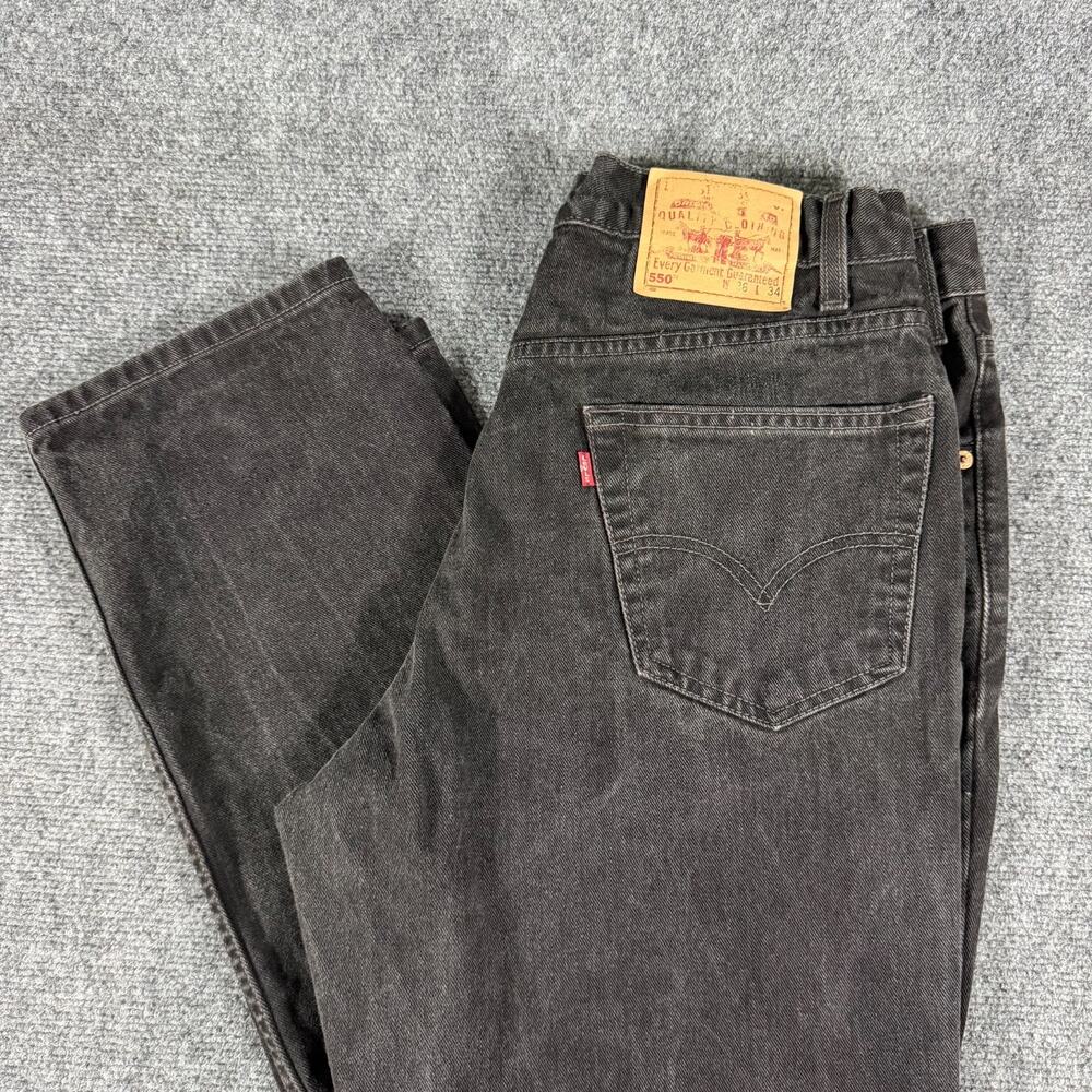 Vintage 2000 Levis 550 Jeans Mens 36x34 (Fits 32x33) Black Faded Relaxed Fit Y2K